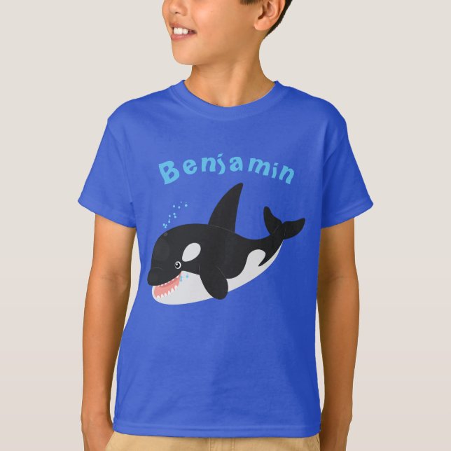 Funny killer whale orca cute cartoon illustration T-Shirt (Front)