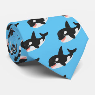 Funny killer whale orca cute cartoon illustration tie