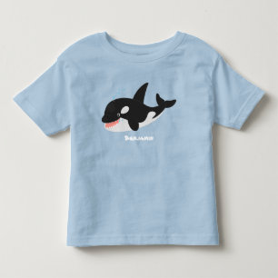 Funny killer whale orca cute cartoon illustration toddler t-shirt