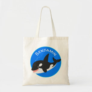 Funny killer whale orca cute cartoon illustration tote bag