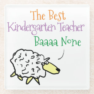  Funny Kindergarten Teacher Sheep Best Baaa None Glass Coaster