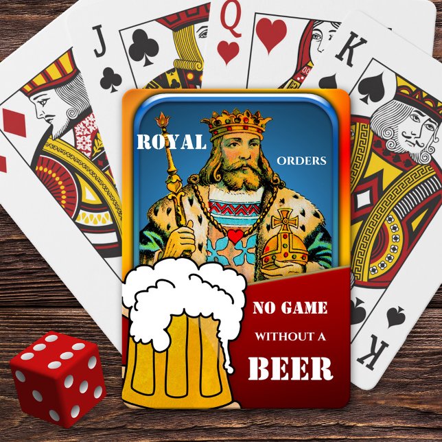 Funny King Beer Playing Cards Deck (Deck of playing cards featuring a colorful grunge design with a king with beer.)