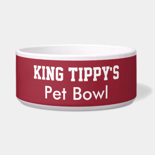 Funny King Dog Pet Bowl Red White PERSONALIZE NAME