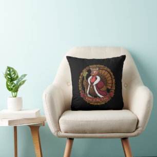 Funny "King of the Table" Thanksgiving Turkey Throw Pillow