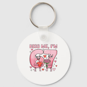 Funny Kiss Me I'm 67 Cute Valentine's Day Couples  Keychain