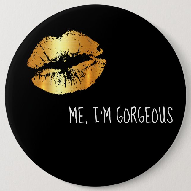 Funny Kiss me, I'm gorgeous hen party button (Front)