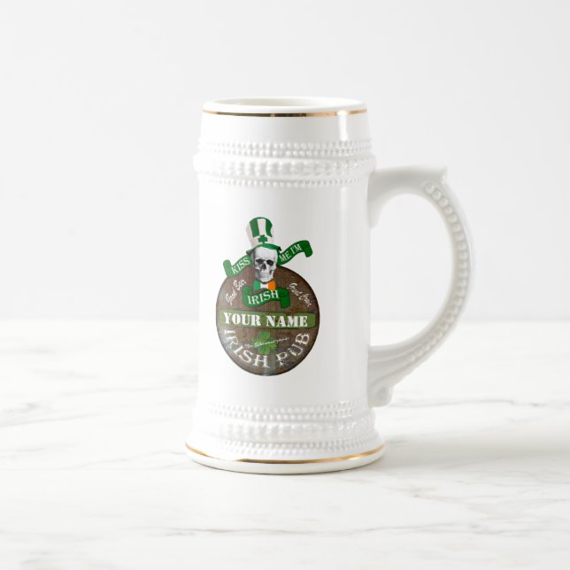Funny kiss me  Irish pub Beer Stein (Right)