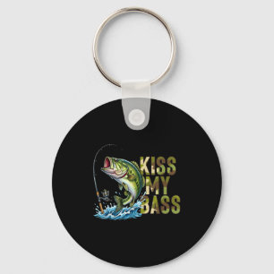 Funny kiss my-bass camo fishing lover bass fisher keychain