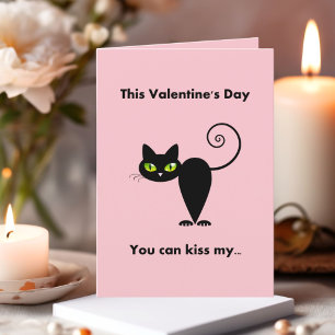 Funny Kiss My Black Cat Valentine Holiday Card