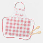 Funny Kiss The Cook Quote Gingham Check Pink Girly Apron<br><div class="desc">Modern design features cute "Kiss the cook!" quote in stylish script & lettering in trendy shades of girly pink on white combined with a trendy gingham style check pattern in chic shades of pink and white. The colour of the custom strap matches the darker pink in the pattern & text....</div>