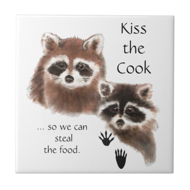 Funny, Kiss the Cook, Raccoons, Steal the Food Tile (Front)