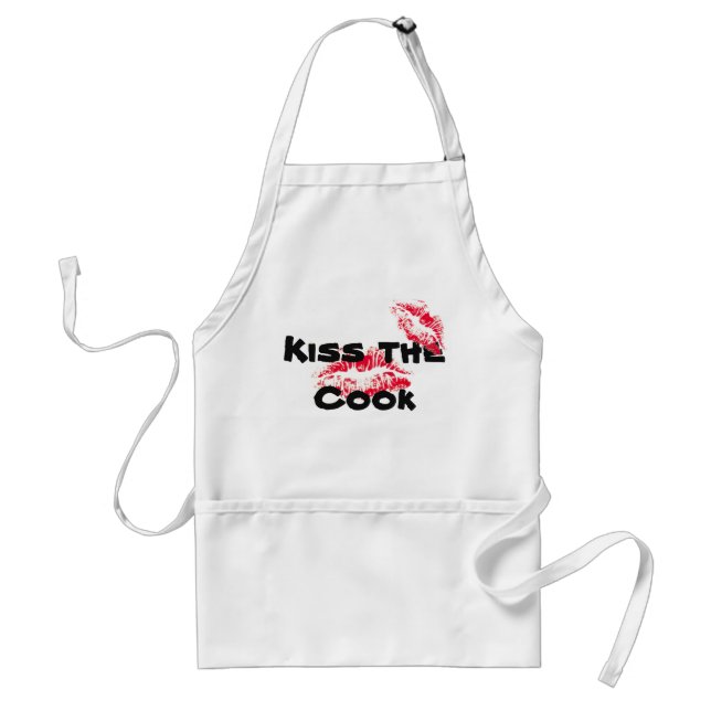 Funny "Kiss The Cook" White Baking Apron (Front)