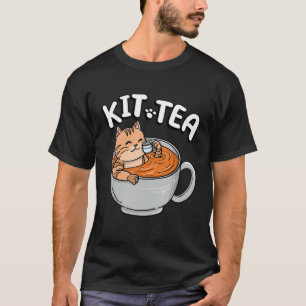 Funny KIT TEA Kitty Cat Kitten Tea Drinker Pet Par T-Shirt