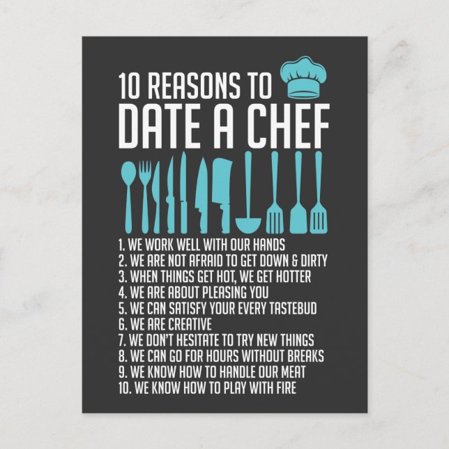 Funny Kitchen Chef Dating Humour Single Cook Postcard (Front)