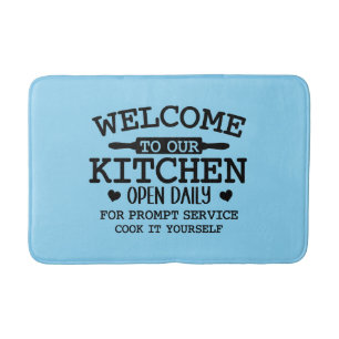 Funny kitchen cooking word art  bath mat