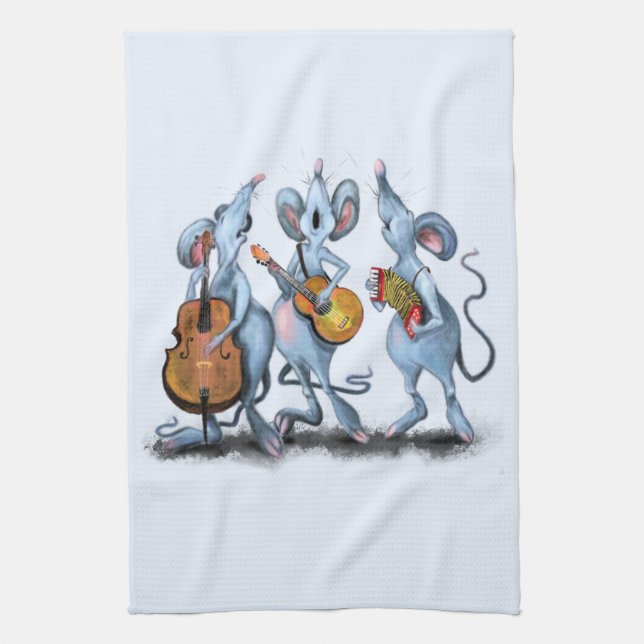 Funny Kitchen Towel Romantic Mouse Music Band (Vertical)