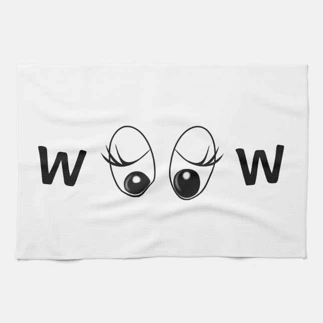 Funny Kitchen Towel with Curious Eyes Choose Colou (Horizontal)
