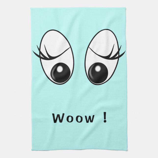 Funny Kitchen Towel with Surprised Eyes (Vertical)