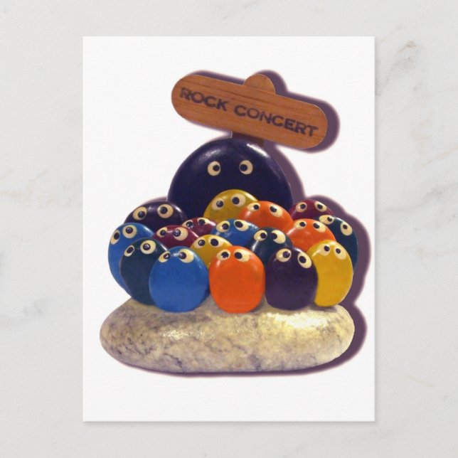 FUNNY KITSCH PET ROCK CONCERT  1970'S POSTCARD (Front)