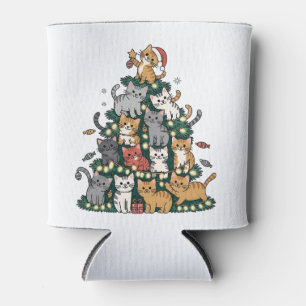 Funny Kitten Christmas Tree Cat Pet Animal Lover  Can Cooler