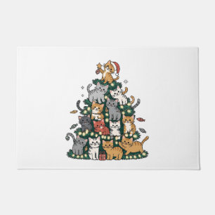 Funny Kitten Christmas Tree Cat Pet Animal Lover  Doormat