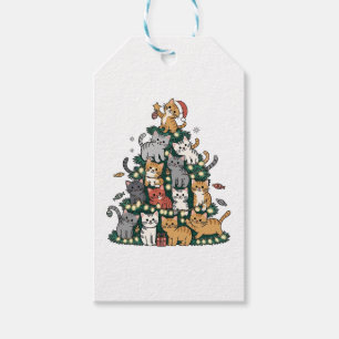 Funny Kitten Christmas Tree Cat Pet Animal Lover Gift Tags
