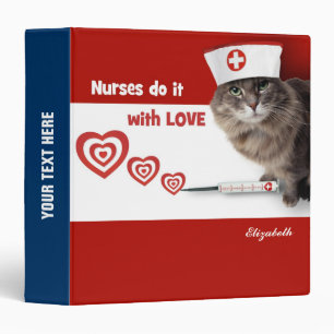 Funny Kitten Nurse Custom Gift Binders