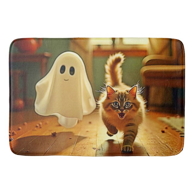 Funny Kitten Spooky Friend Bath Mat (Front)