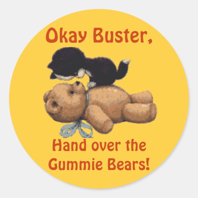 Funny Kitten & Teddy Bear Stickers (Front)