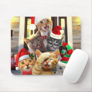 Funny kittens in Christmas Day Mouse Pad