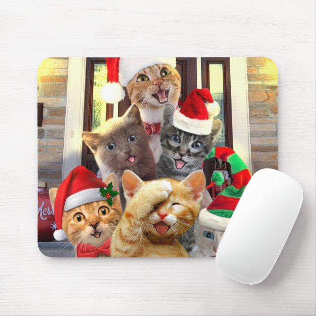 Funny kittens in Christmas Day Mouse Pad (With Mouse)