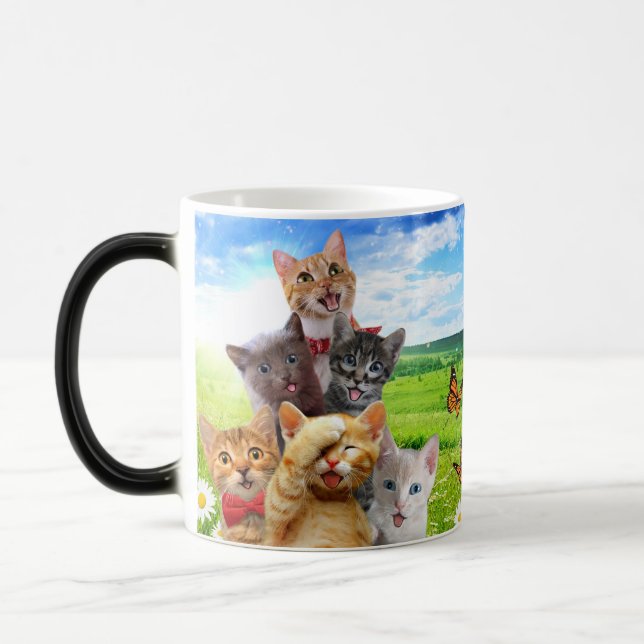 Funny kittens in green field.                      magic mug (Left)