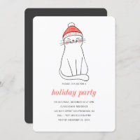 Funny Kitty Cat Party Holiday Party Invitation