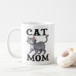 Funny Kitty Gift Tabby Grey Kitten Cartoon Cat Coffee Mug