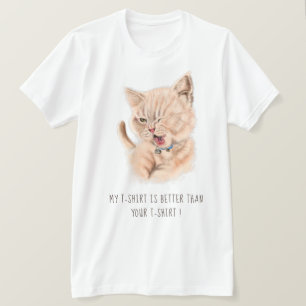 Funny Kitty Tongue Out Playful Wink -Add Your Text T-Shirt