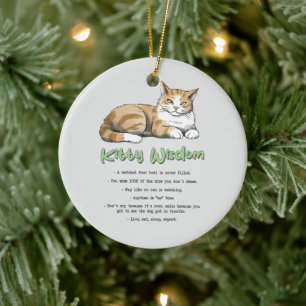 Funny Kitty Wisdom Ceramic Ornament
