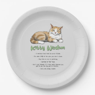 Funny Kitty Wisdom Paper Plate