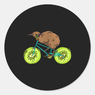 Funny Kiwi Biker Cycling Gift New Zealand Classic Round Sticker
