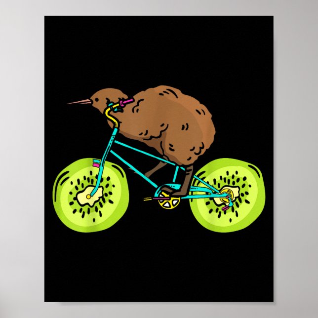 Funny Kiwi Biker Cycling Gift New Zealand  Poster (Front)