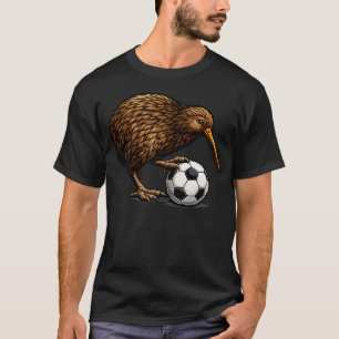 Funny Kiwi Bird With Soccer Ball New Zealand T-Shirt