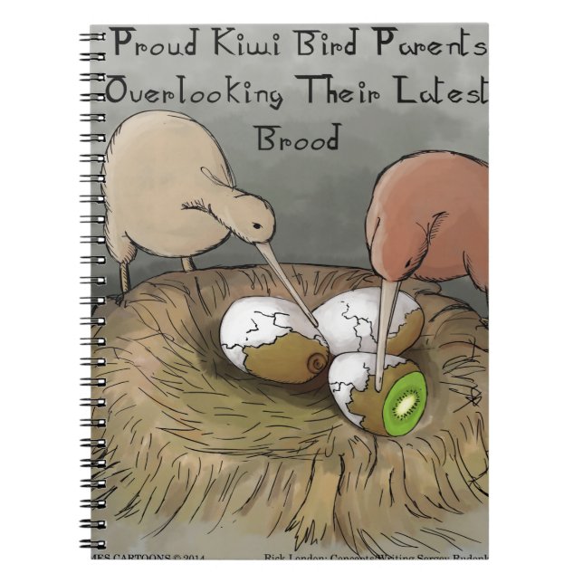 Funny Kiwi Birds Tending Their Fruit Notebook (Front)