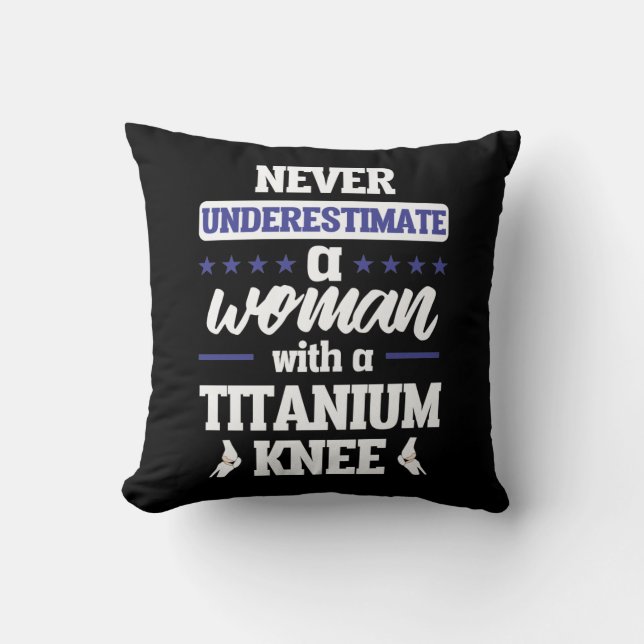 Funny Knee Replacement Woman Surgery Recovery Gift Throw Pillow (Front)