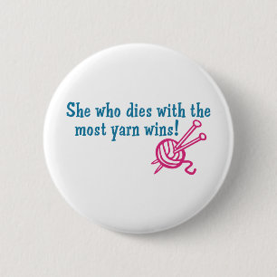 Funny Knitting 2 Inch Round Button