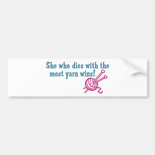 Funny Knitting Bumper Sticker (Front)