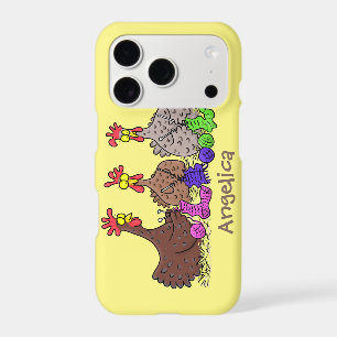 Funny knitting chickens cartoon illustration