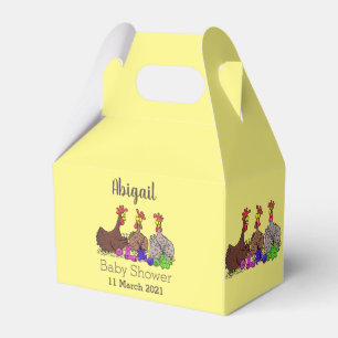 Funny knitting chickens cartoon illustration favor box