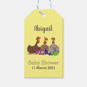 Funny knitting chickens cartoon illustration gift tags