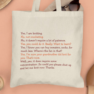 Funny Knitting Conversation Mom Mothers Day Yarn Tote Bag