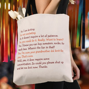 Funny Knitting Conversation Mothers Day Mom Yarn Tote Bag