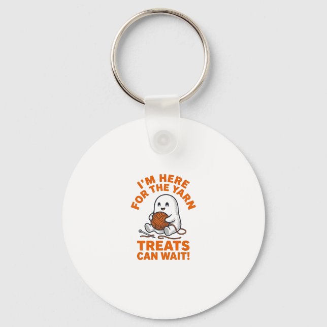 Funny Knitting Ghost Vintage Engraving Design_1 Keychain (Front)